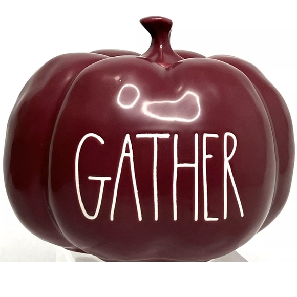 RAE DUNN CERAMIC GATHER PUMPKIN MAGENTA COLLECTION IN BURGUNDY NEW! - Picture 5 of 5